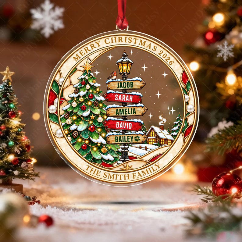 Family & Pet Street Sign Tree Ornament