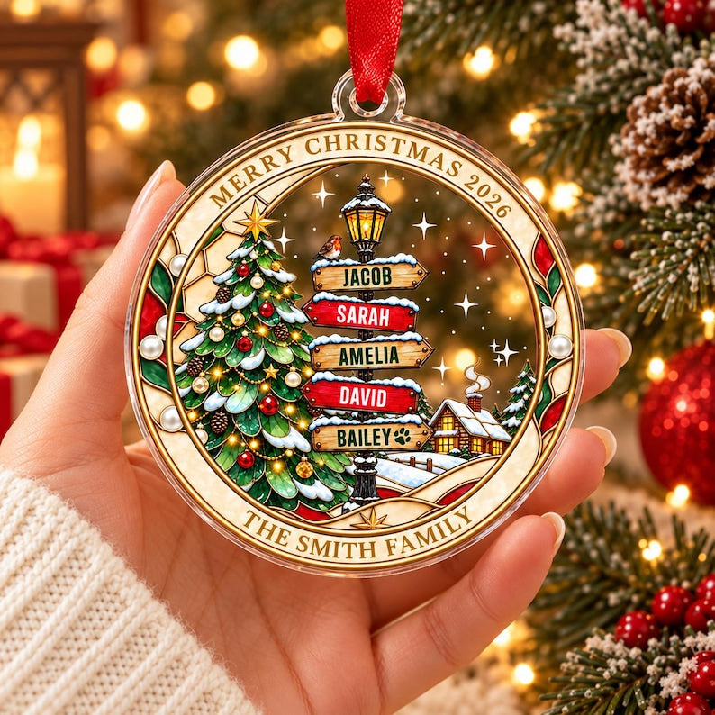 Family & Pet Street Sign Tree Ornament