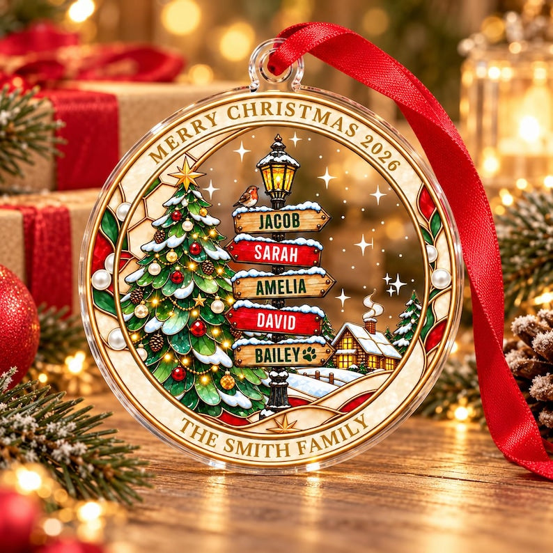 Family & Pet Street Sign Tree Ornament