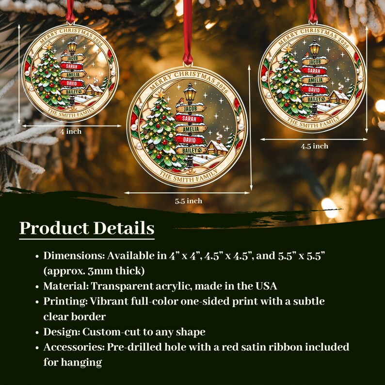 Family & Pet Street Sign Tree Ornament