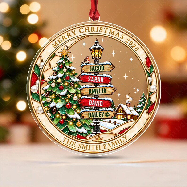 Family & Pet Street Sign Tree Ornament