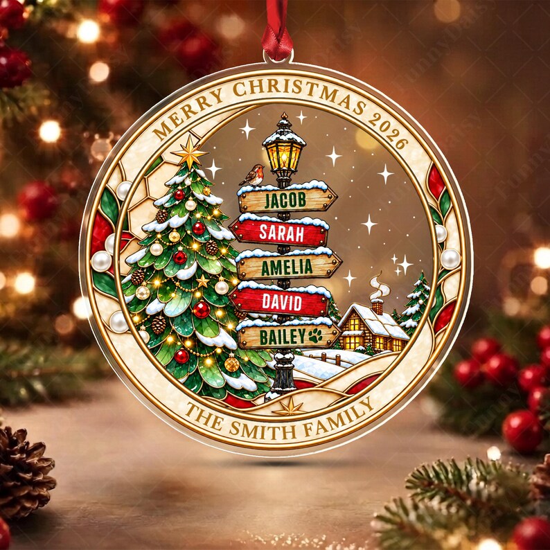 Family & Pet Street Sign Tree Ornament