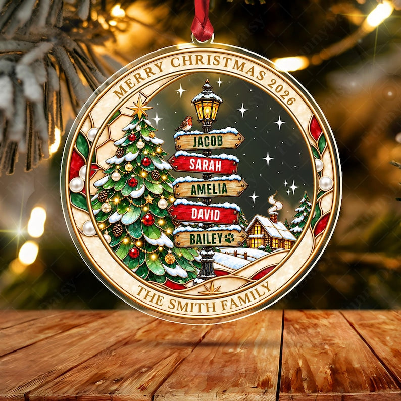 Family & Pet Street Sign Tree Ornament