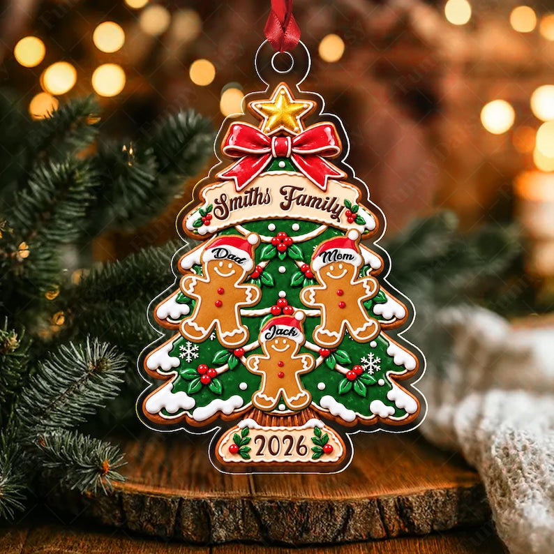 Gingerbread Family Names Acrylic Ornament