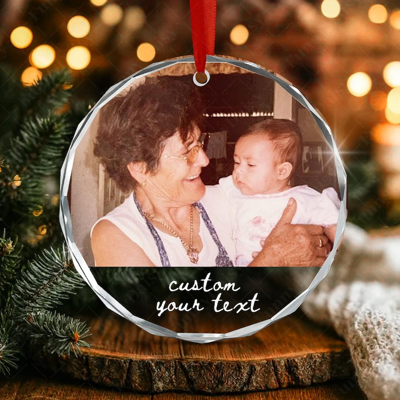 Family Photo Ceramic Christmas Ornament