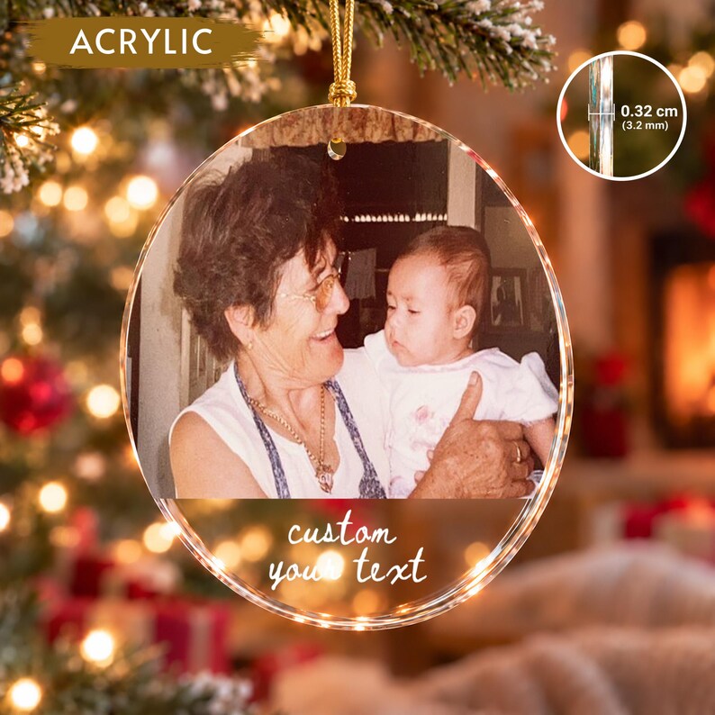 Family Photo Ceramic Christmas Ornament
