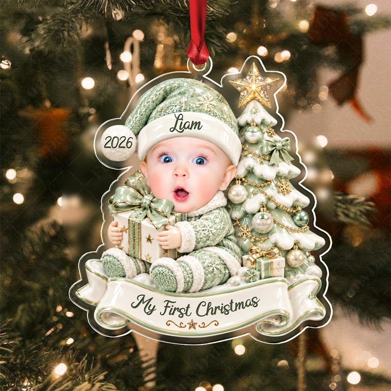 Baby Face Photo Acrylic Christmas Ornament