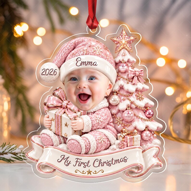 Baby Face Photo Acrylic Christmas Ornament