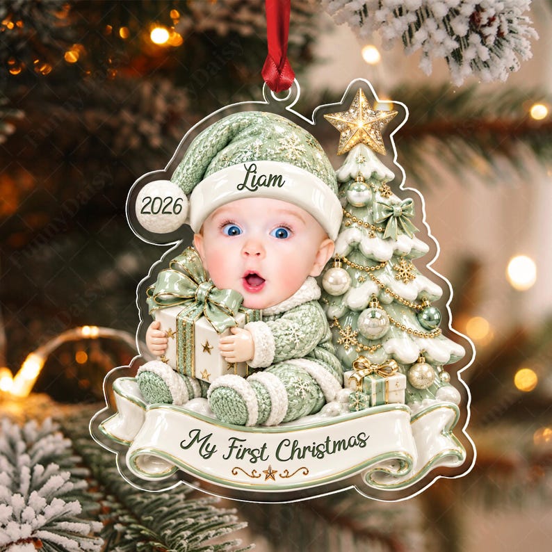 Baby Face Photo Acrylic Christmas Ornament