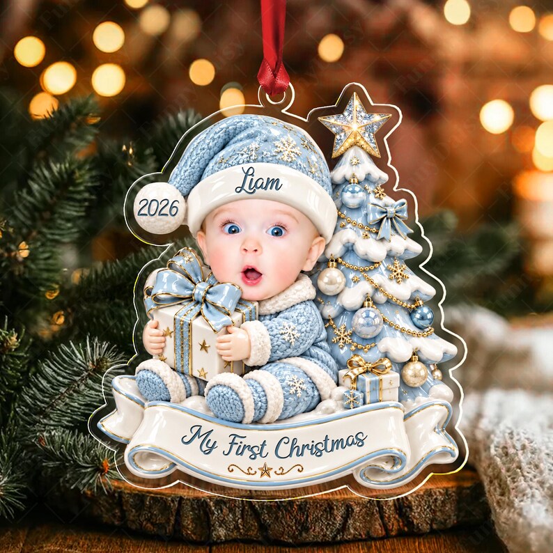 Baby Face Photo Acrylic Christmas Ornament