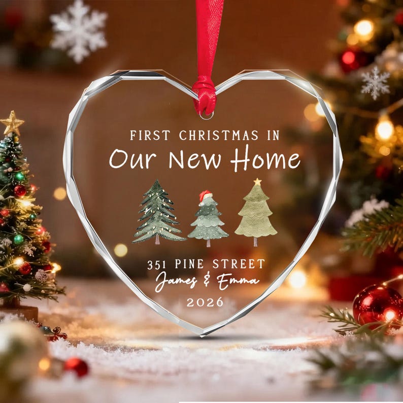 First Christmas Home Heart Glass Ornament