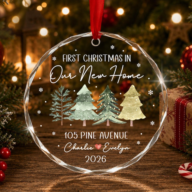New Home Couple Crystal Glass Ornament