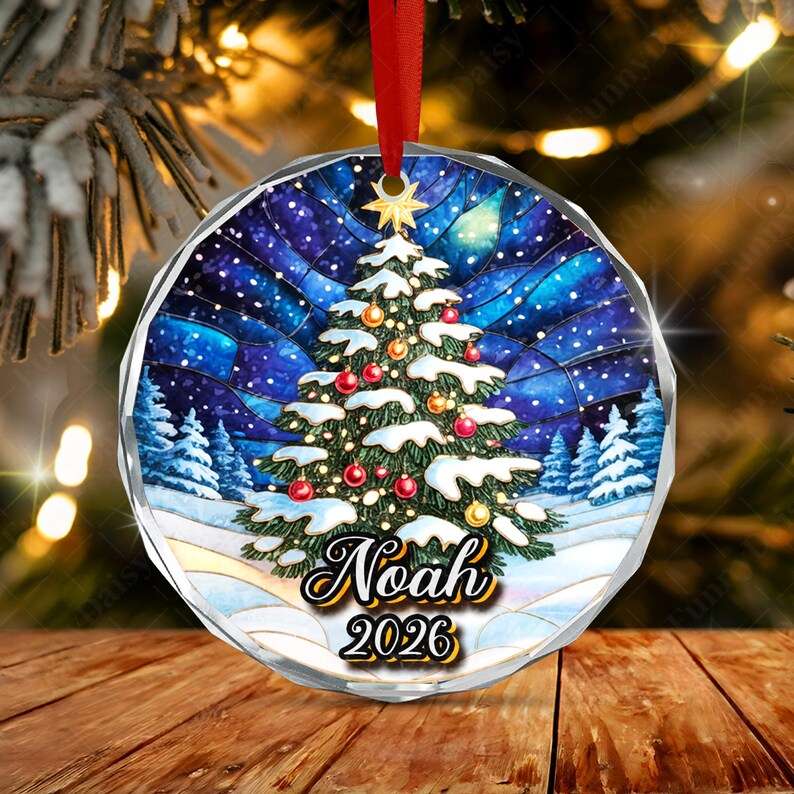 Stained Glass Style Custom Name Ornament