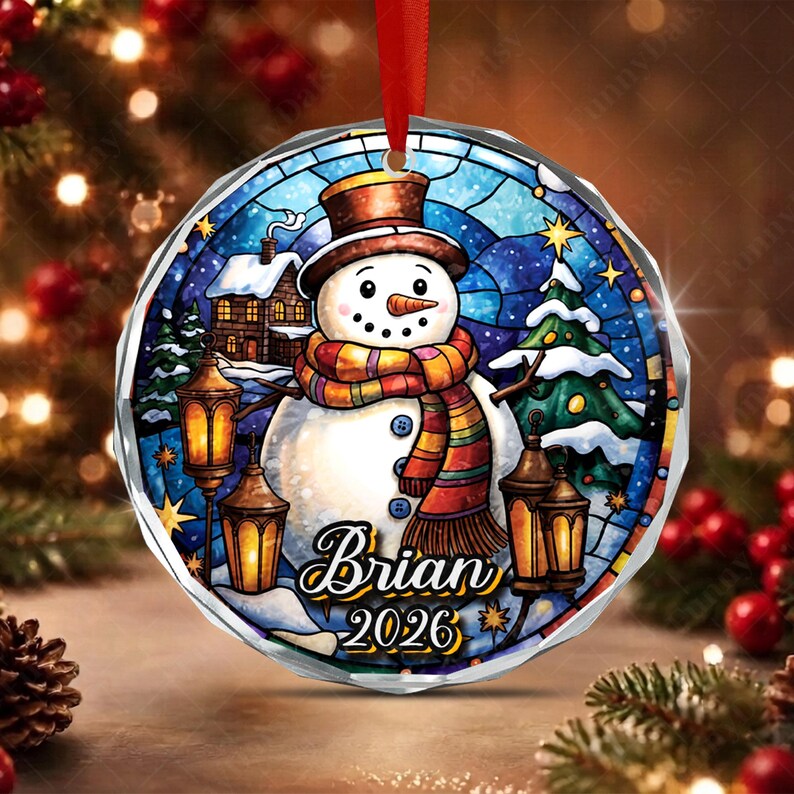 Stained Glass Style Kid Name & Year Ornament