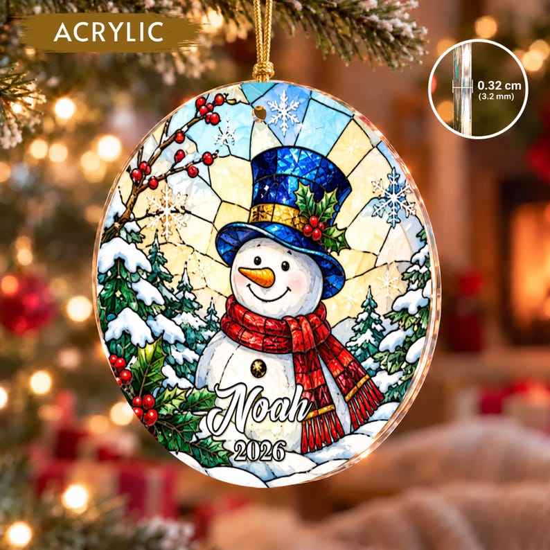 Vintage Christmas Kid Name Ornament