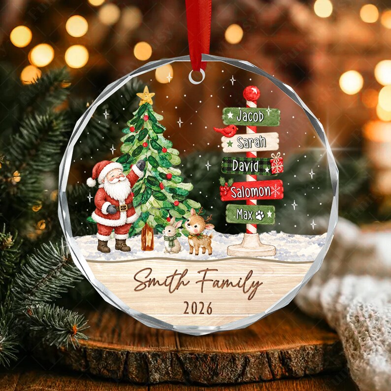 Family Names North Pole Glass Ornament