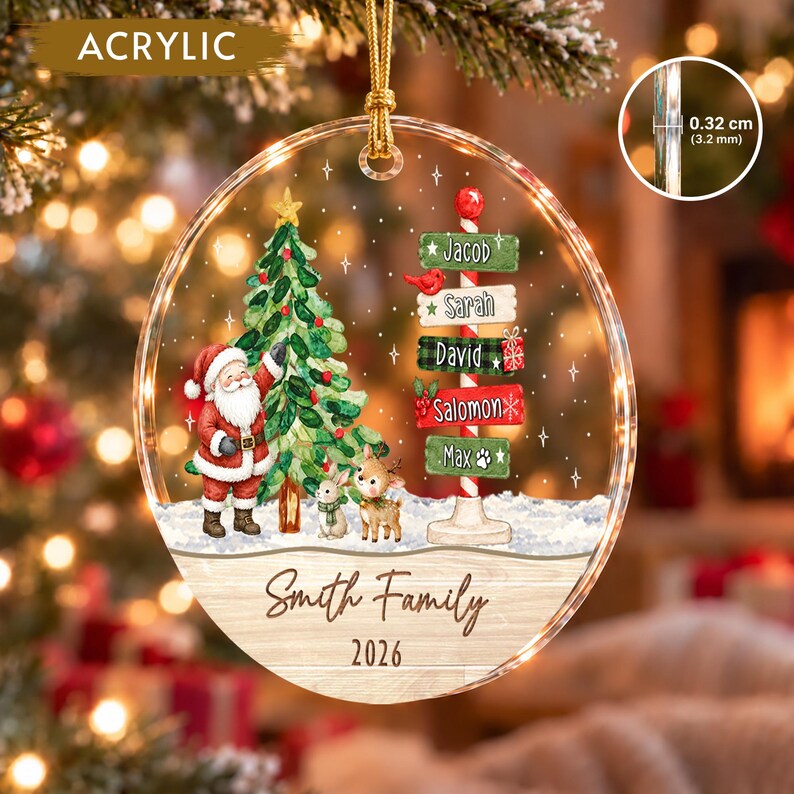 Family Names North Pole Glass Ornament