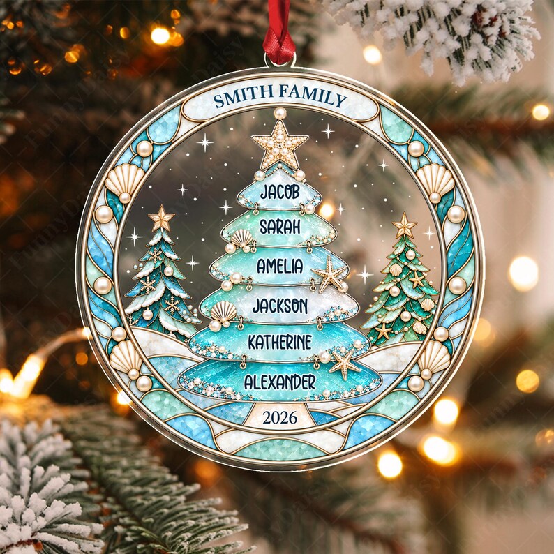 Family Names Christmas Tree Acrylic Ornament