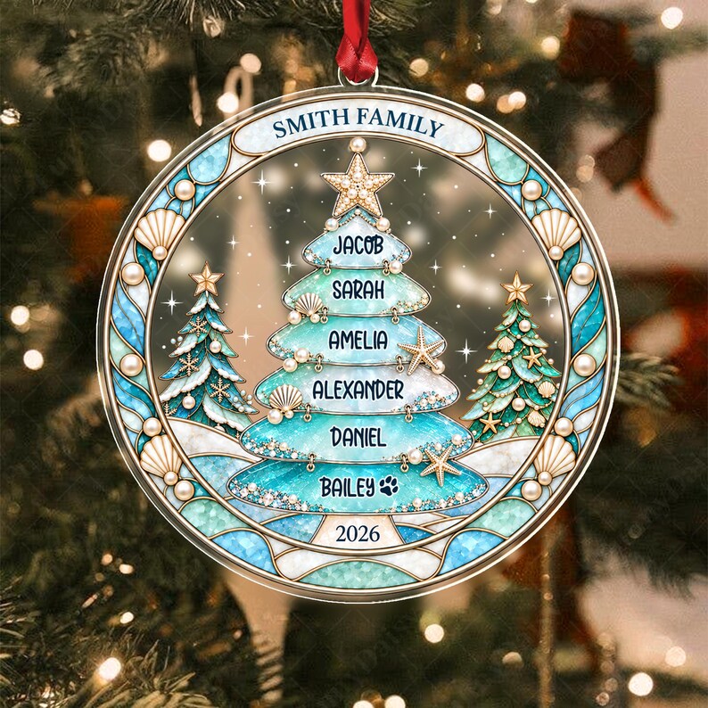Family Names Christmas Tree Acrylic Ornament