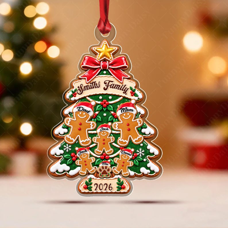 Gingerbread Family Names Acrylic Ornament