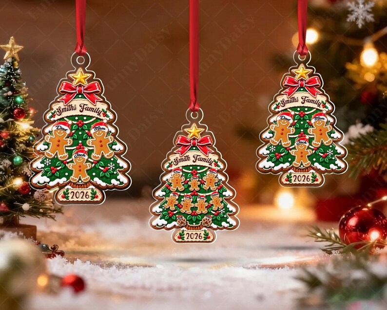 Gingerbread Family Names Acrylic Ornament