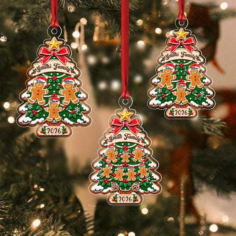 Gingerbread Family Names Acrylic Ornament