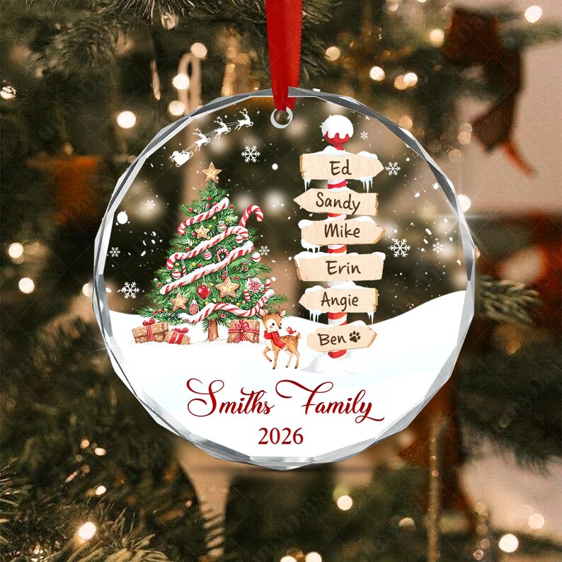 Family & Pets Name Signpost Ornament