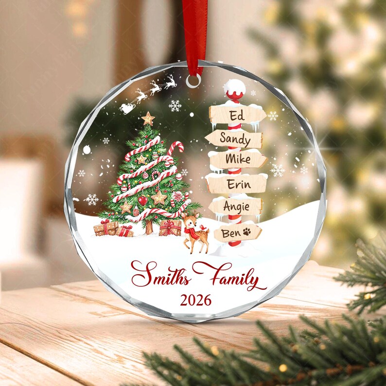 Family & Pets Name Signpost Ornament