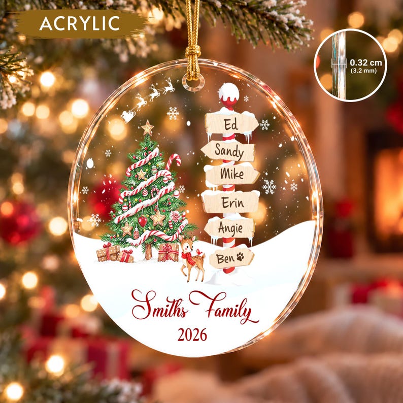 Family & Pets Name Signpost Ornament