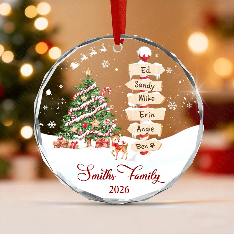 Family & Pets Name Signpost Ornament