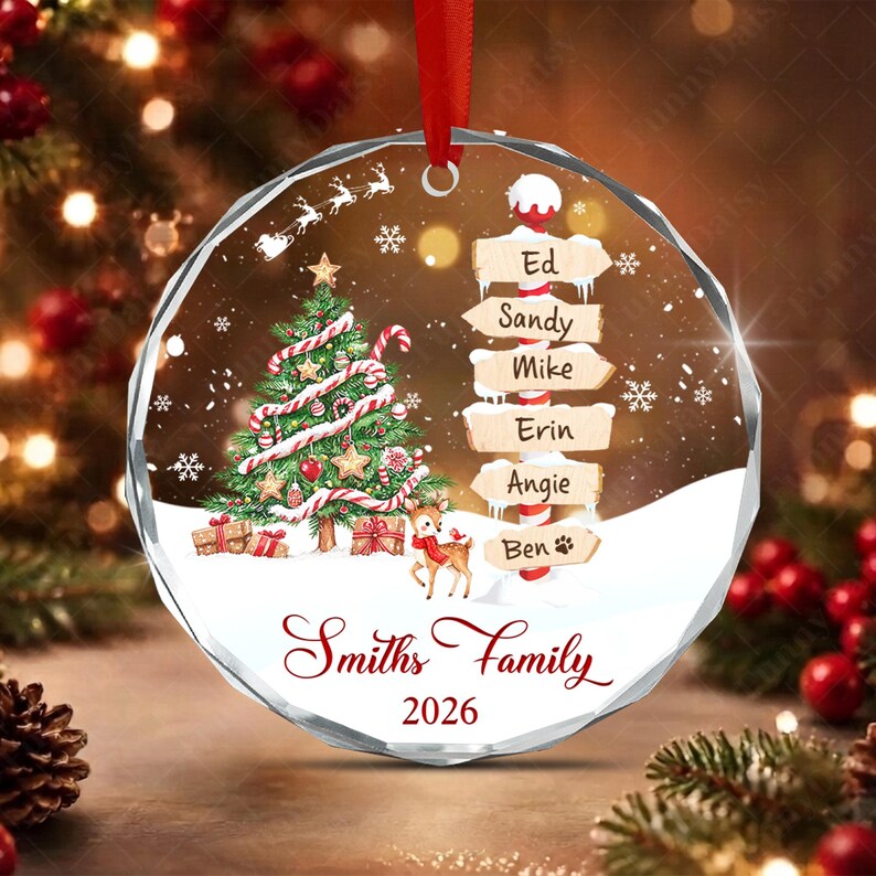 Family & Pets Name Signpost Ornament