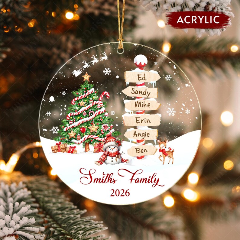 Family & Pets Name Signpost Ornament