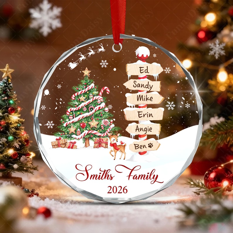 Family & Pets Name Signpost Ornament