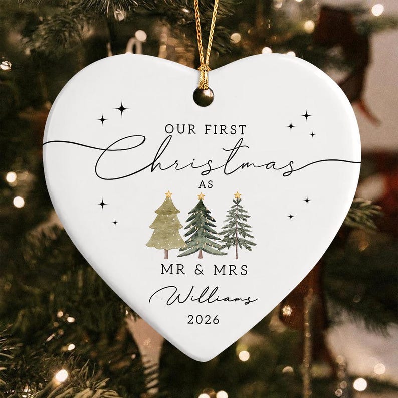 Mr & Mrs Tree Art Christmas Ornament