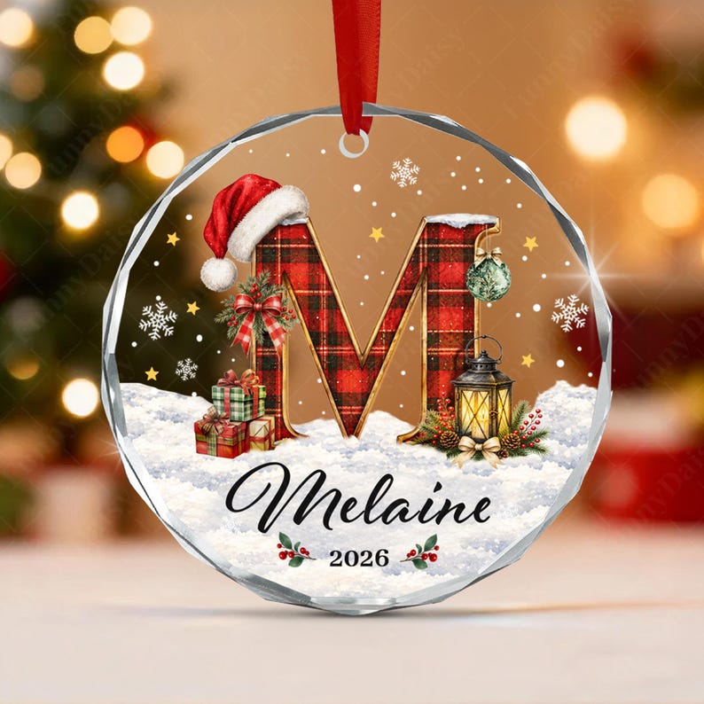 Vintage Monogram Kid Initial Name Ornament