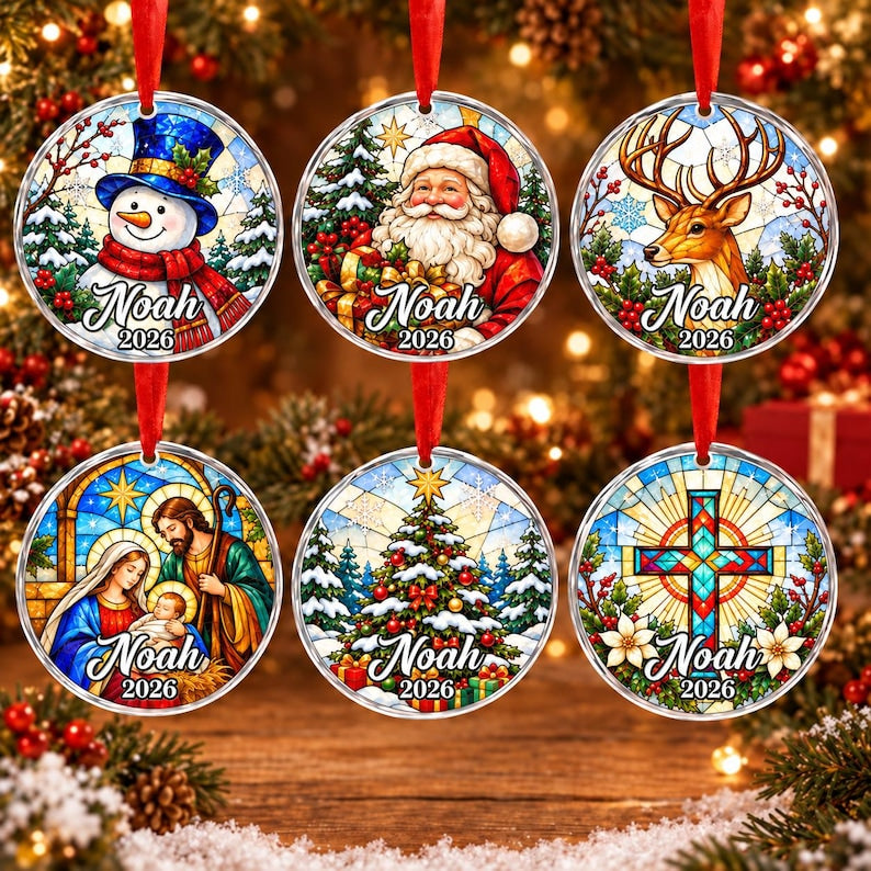 Vintage Christmas Kid Name Ornament