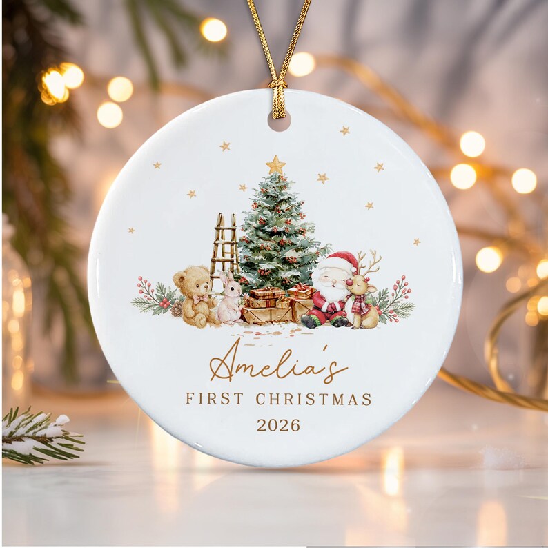 Baby Name & Year Ceramic Christmas Ornament