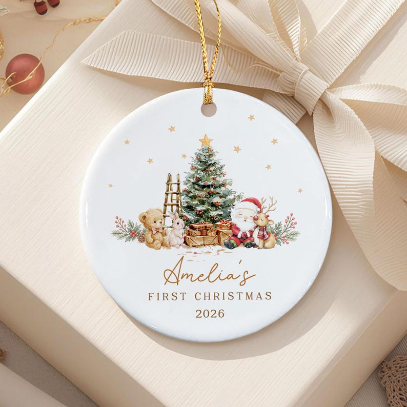 Baby Name & Year Ceramic Christmas Ornament