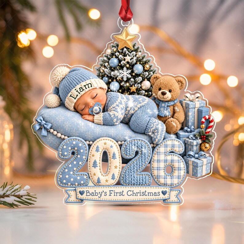 Sleeping Baby First Christmas Acrylic Ornament
