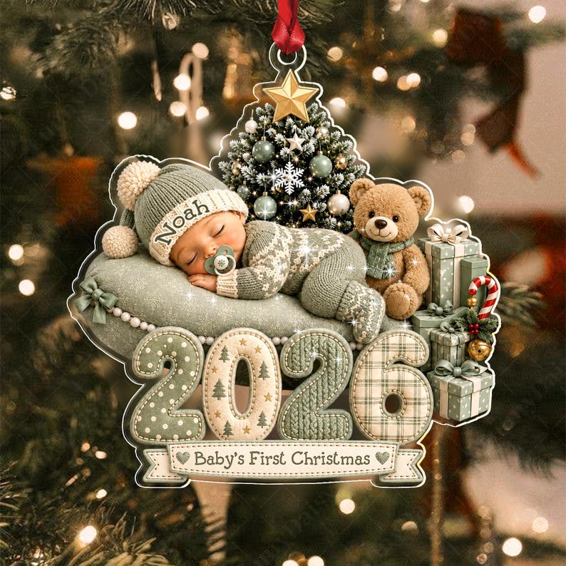Sleeping Baby First Christmas Acrylic Ornament
