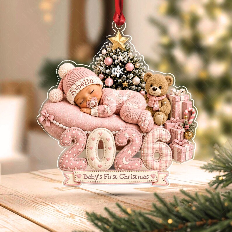 Sleeping Baby First Christmas Acrylic Ornament