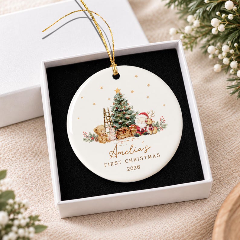 Baby Name & Year Ceramic Christmas Ornament