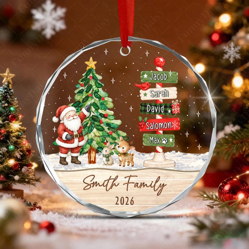 Family Names North Pole Glass Ornament