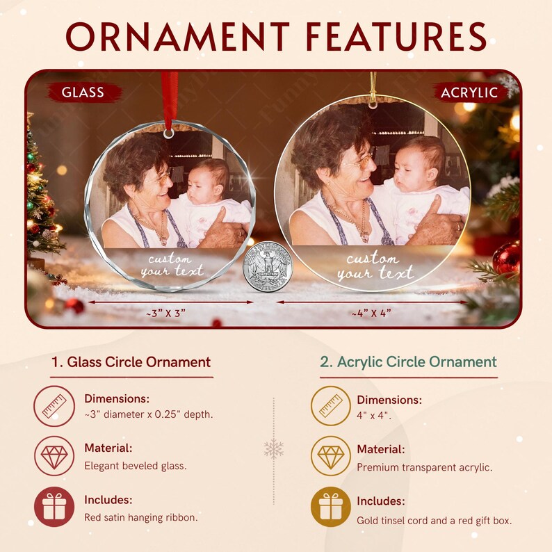 Family Photo Ceramic Christmas Ornament