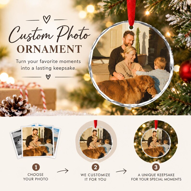 Family Photo Ceramic Christmas Ornament