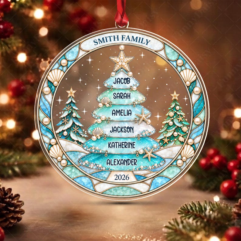 Family Names Christmas Tree Acrylic Ornament