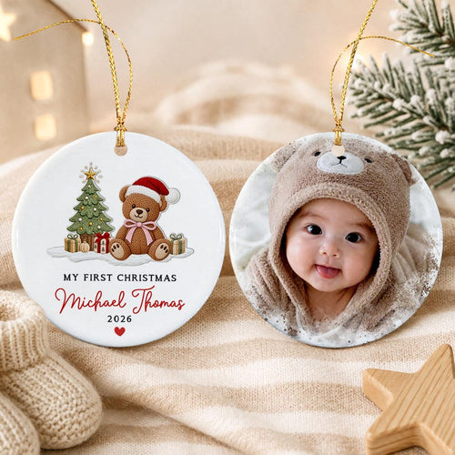 Teddy Bear My 1st Christmas Photo Ornament
