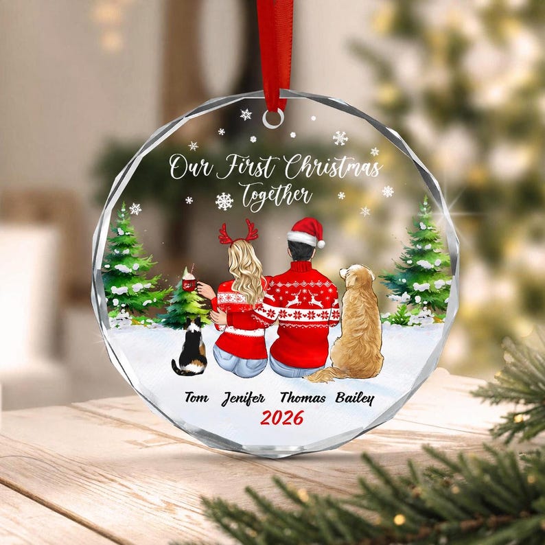 Couple & Pets First Christmas Ornament