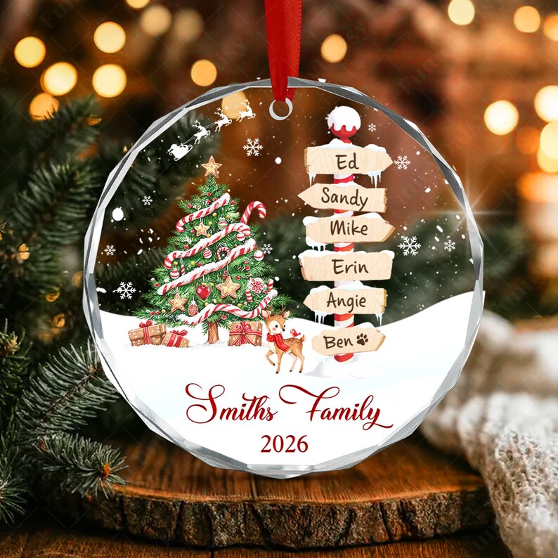 Family & Pets Name Signpost Ornament