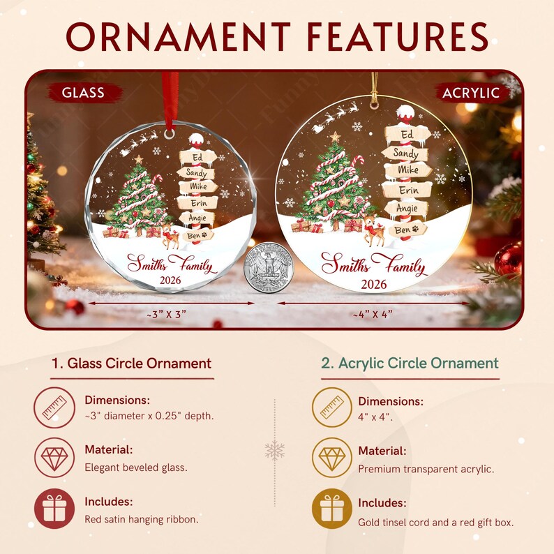 Family & Pets Name Signpost Ornament